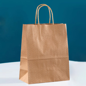Bolsa de compras de alta calidad, bolsa de papel marrón Kraft personalizada para alimentos con asa - Product Image 2