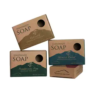 SUNSHINE Travel Soap Clear Window Kraft Paper Boxes Bathroom Biodegradable Handmade Soap Storage Drawer Top Bottom Box