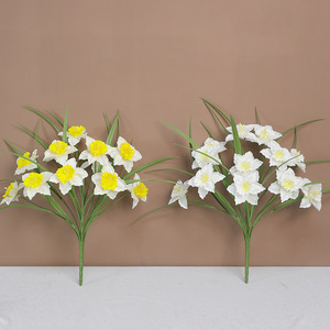 Lot de fleurs artificielles Ruilisi, narcisses jaunes et blancs en soie, décorations pour mariage et maison, accessoires de photographie en extérieur - Product Image 3