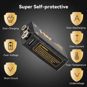 2in1 HW批发9V USB充电电池4500mWh 1000循环锂离子电池，带C型电缆 - Product Image 4