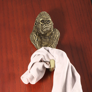 Poignée de <span class=keywords><strong>porte</strong></span> en laiton massif, motif gorille, laiton antique, grand crochet, silhouette animale, quincaillerie de meuble, cuivre pur, bouton de tirage - Product Image 5