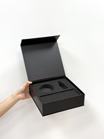Boîte-cadeau noire de Style de mode avec des boîtes de couvercle magnétiques élégantes mates d'insertion de mousse pour la boîte d'emballage d'ensemble de soins de la peau d'emballage