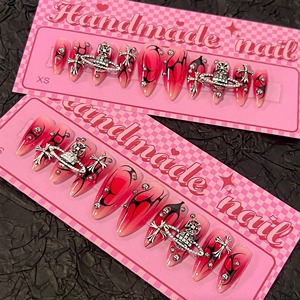 10 pièces haut de gamme flamme et planète tasse conception nail art forme d'amande acrylique presse sur les <span class=keywords><strong>ongles</strong></span> personnaliser <span class=keywords><strong>faux</strong></span> <span class=keywords><strong>ongles</strong></span> SP171 - Product Image 3