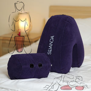 Надувная U-образная подушка для секса с глубокими позициями, розовая/синяя, с насосом в комплекте, для пар, 42x45x27 см - Product Image 2