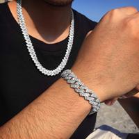 Bracelet à maillons cubain style hip hop avec clous en diamant pour homme en or jaune 10 carats