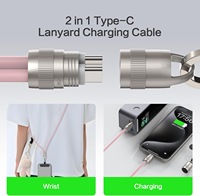 Cable de Carga Rápida PD de 60 W y 5 A con Cordón de Seguridad Antirrobo de Silicona, Cable Tipo C USB para Accesorios de Teléfono Móvil