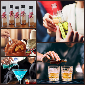 Botellas de chupito de plástico transparente de 50ml al mejor <span class=keywords><strong>precio</strong></span>, tapas doradas cuadradas sin fugas, serigrafía, Perfume, whisky, <span class=keywords><strong>ron</strong></span>, whisky, 200ml - Product Image 5