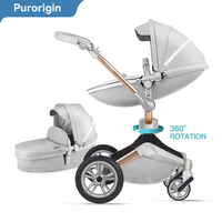 Purorigin OEM&ODM 2026 Hot MOM Poussette de voyage pliable de luxe avec cadre en aluminium, design œuf, 3 en 1 avec siège auto de luxe