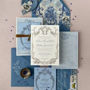 Inviti Matrimoniali Personalizzati di Alta Qualità in <span class=keywords><strong>Carta</strong></span> di Cotone Goffrata e Debossata <span class=keywords><strong>con</strong></span> <span class=keywords><strong>Buste</strong></span>, Biglietto d'Invito e Busta per Matrimonio - Product Image 6