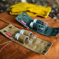 Tas Penyimpanan Bumbu Gaya Farmhouse Chuanyeren Grosir, Kain Kanvas Oilcloth Khaki/Hijau Hutan 30ml*2 untuk Dapur Perkemahan