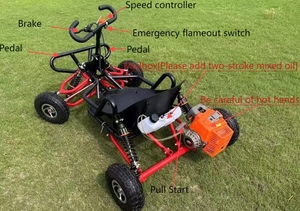 90cc 2-takt benzine aangedreven go-kart club, langzaam racen, 4-inch tubeless banden, outdoor camping pedaal go-kart voor kinderen/tieners - Product Image 5