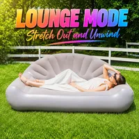 1PC Canapé Gonflable d'Extérieur, Chaise Longue Portable, Lit Paresseux Floqué en Plastique Fabriqué en Chine pour Jardin, Patio, Plage, Camping