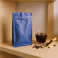 Ensemble de sacs à café anti-humidité de 250 g avec valve, fond plat, pochette zippée personnalisée pour l'emballage des grains de café
