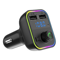 Adaptateur de chargeur de téléphone avec lecture de musique sur carte TF G41, 7 lumières LED colorées, station de charge double USB, chargeur de voiture sans fil