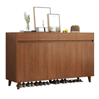 Meuble à chaussures moderne en bois, grande capacité, pour entrée, avec 4 tiroirs supérieurs, étagères et fond ouvert, pour la maison.