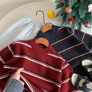 <span class=keywords><strong>Pull</strong></span> à col roulé rayé pour garçons, style coréen, décontracté, ample, élégant, tricot tendance, hiver 2026 - Product Image 3