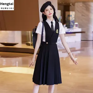 H-158 H-151 Robe d'enseignante cintrée amincissante pour femme, style universitaire, tenue de travail printanière, ensemble uniforme scolaire pour l'enseignement - Product Image 2