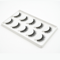 Vente en Gros 5 Paires Cils en Soie 3D de Haute Qualité Faux Cils Naturels Faits Main Bande Complète avec Logo Personnalisé
