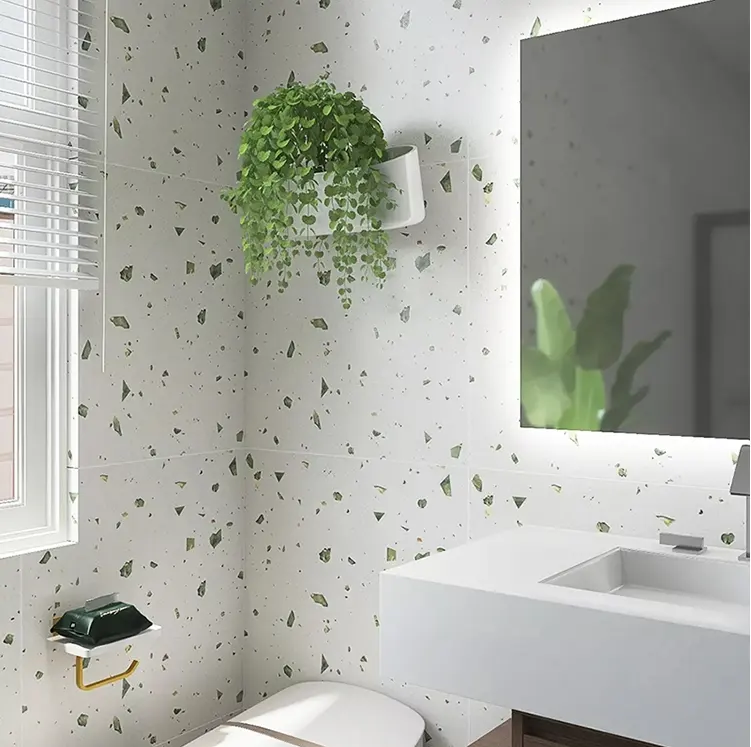China green color terrazzo design floor tiles 60x60 foshan bathroom decorative wall tiles ceramics tiles 24x24