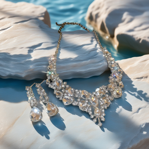 עגילי שרשרת תליון יוקרתי בהשראת טבעת אבני חן לבן תכשיטים לנשים כלות - Product Image 4