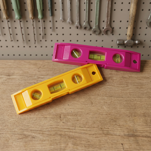 <b>Mini</b> Level Tool 6 Inches With <b>Bubble</b> Vial For Diy Projects Portable Spirit Level Yellow And Pink Colors - Product Image 3