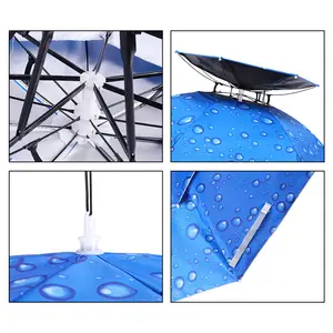 Payung kustom lapisan ganda topi besar, payung memancing tahan angin perlindungan UV luar ruangan