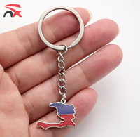 Porte-clés Souvenir en Alliage avec Pendentif Carte du Drapeau National d'Haïti, Vente en Gros Directe Usine Chine