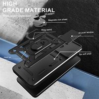 Étuis de téléphone portable 2-en-1 style fenêtre coulissante pour OnePlus 15 15R 5G avec protection d'appareil photo, anneau support et coque arrière antichoc