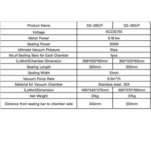 Máquina de Sellado al Vacío Eléctrica Automática DZ-300/F para Alimentos, Carne, Frutas, Verduras, Textiles, Papel y Bolsas de Vidrio y Lámina - Product Image 2