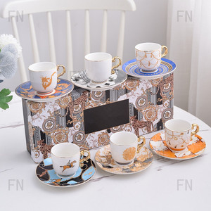 European-style Turkish Coffee Cup and Saucer Set Gift <b>Box</b> Packing Retro Light Luxury Afternoon Tea Cup Saucer Cup - Product Image 3