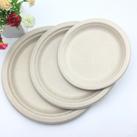 Pulpe de bagasse de canne à sucre assiette et plats ronds naturels 6 pouces 9 pouces 10 pouces