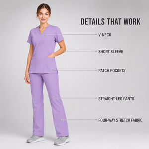 Ensemble d'uniformes médicaux respirants extensibles dans les quatre sens 2026 – Blouse et pantalon pour le personnel hospitalier et de santé – Tenue de travail quotidienne 46401 - Product Image 5