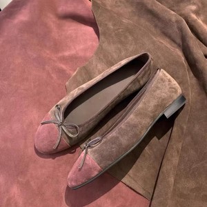 Zapatos Planos de Cuero Genuino Color Rosa Antiguo Estilo Francés 2026 para Mujer, con Lazo Decorativo, Versátiles, Casuales, de Vestir, Nueva Llegada - Product Image 1