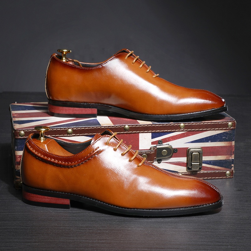 mens brown patent leather dress shoes Brown Shiny Patent Leather Epifanio Lace-Up Pointed Oxford Shoes – Costoso  Italiano main image 1