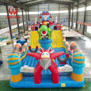 Parc de divertissement extérieur avec piscine gonflable, <span class=keywords><strong>trois</strong></span> toboggans aquatiques, château gonflable jungle - Product Image 6