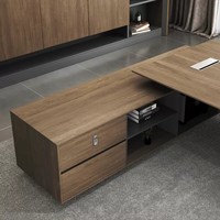 Scrivania Moderna Semplice in Rovere per Ufficio Commerciale con Tavolino Laterale Modello 8601 per Supervisore, Manager, Capo