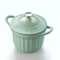 Bright Houseware Cocotte Mini Casserole en émail, faitout en fonte 16 cm, orange, compatible gaz et induction, avec couvercle