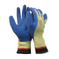 Gants kevlar résistants aux coupures thermiques en aramide jaune enduit de latex froissé bleu