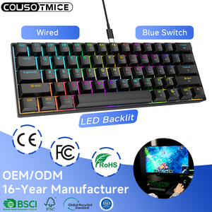 Custom Arabic Spanish Gamer Rgb Backlit 60 Percent Gaming Keyboard 61 Keys Mechanical Keyboard Blue Switch for PC Laptop Tablet