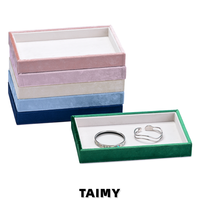 Plateau à bijoux empilable de luxe en velours, plateau de rangement à bijoux de haute qualité, plateau de présentation de bijoux personnalisé avec logo pour comptoir