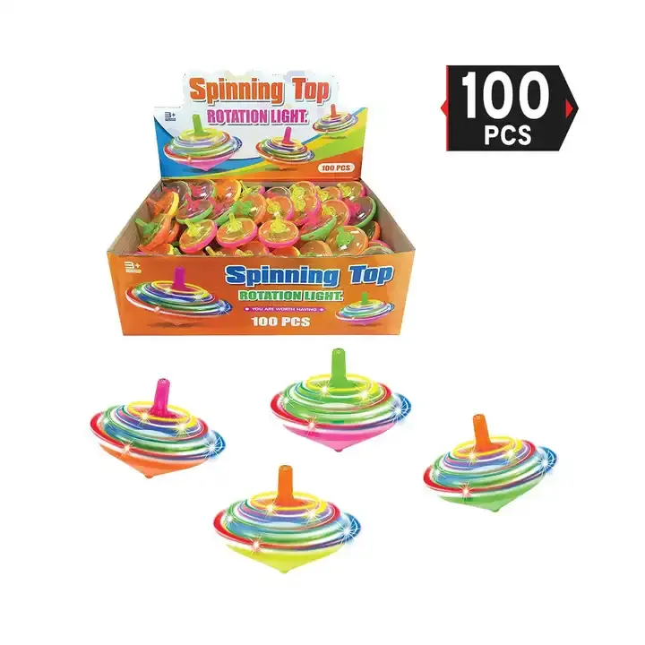100 Stück LED leuchten blinkende Mini-Spinn oberteile Neuheit Bulk Toys Party Gefälligkeiten