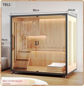 고품질 럭셔리 야외 고양이 빌라, 현관이 있는 견고한 모던 스타일 거실 공간 유리문 고양이 하우스 캐비닛 - Product Image 4