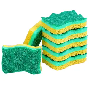 Non-scratch Cellulose Scrub Sponge, Dual-sided Dishwashing Sponge