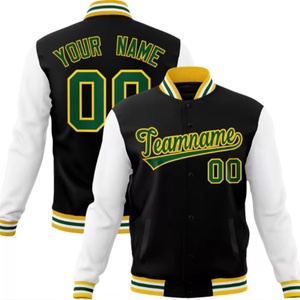 เสื้อแจ็คเก็ต Letterman Varsity สำหรับผู้ชายและผู้หญิง ผ้าคอตตอนผสม คอตั้ง ปักชื่อและหมายเลขได้ตามสั่ง สไตล์เบสบอล สตรีทแวร์ เสื้อโค้ทฤดูหนาว - Product Image 6