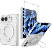 Étui de téléphone magnétique pliable minimaliste avec sensation de peau naturelle et protection à 360° °   Support rotatif pour anneau, couvercle de charnière, couverture complète antichoc pour iPhone Duo