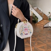 Sac à bandoulière pour femme de style chinois avec broderie florale et fermeture éclair, petit sac à main pour trajets quotidiens, sac à bandoulière pour femme