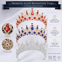 Diadème de Mariage Élégant en Or et Argent avec Cristaux Arc-en-ciel AB, Strass Rouge Aurore et Filigrane Floral – Bijou de Reine