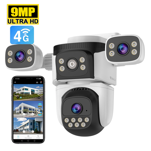 Vstarcam CG621SR 9MP Outdoor Security Network Camera Three Lenses 5X Digital Zoom Built-in Mic CCTV System Cloud Data Storage