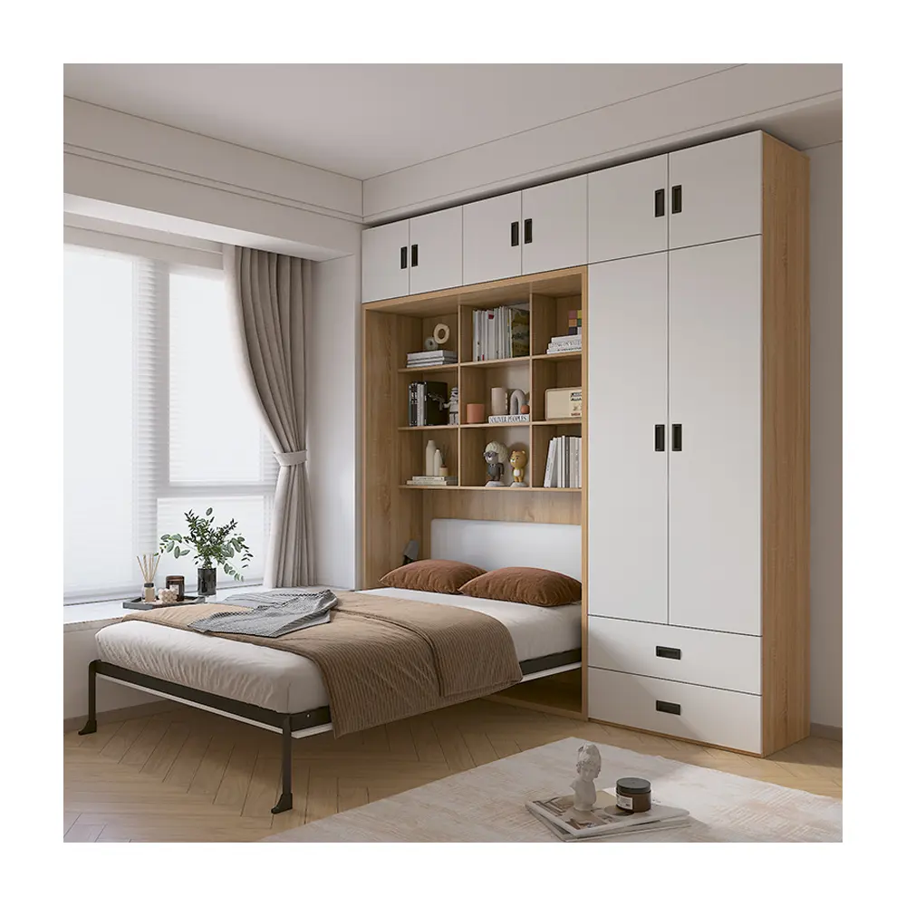 Yüksek kalite ile özel tasarım dikey katlanır duvar yatağı kabine dolap Modern çok fonksiyonlu yatak odası mobilyası Murphy yatak