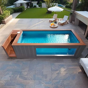 Piscine extérieure moderne spa personnalisée piscine hors sol composite <span class=keywords><strong>bois</strong></span> plastique petite taille maison - Product Image 4
